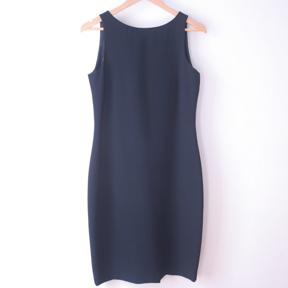 Louben Black Dress Simple Sheath Sleeveless Office Dress Mid Length Size 4